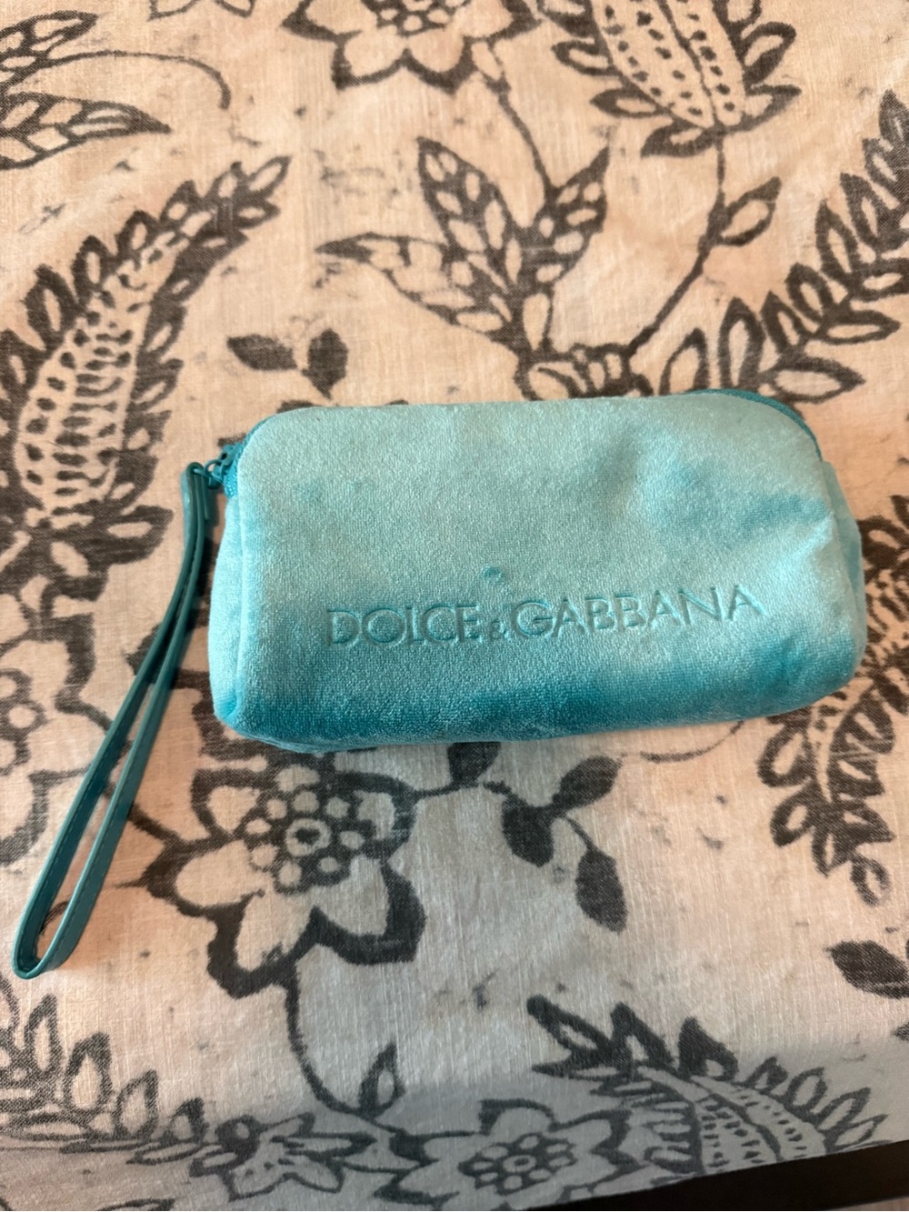Dolce & Gabbana Teal Suede Wristlet Pouch